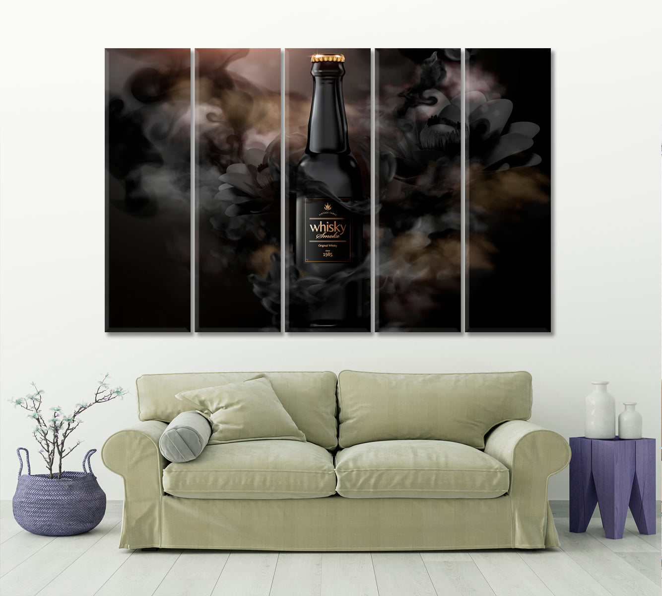 Premium Whiskey Black Fog Vintage Affordable Canvas Print Artesty   