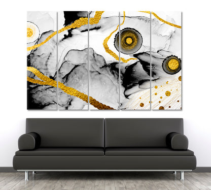 Transparent Creativity Abstract Clouds Fluid Art, Oriental Marbling Canvas Print Artesty 5 panels 36" x 24" 