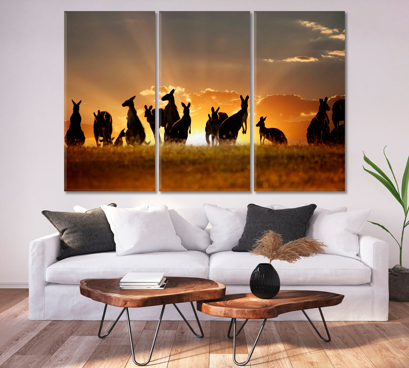 Australian Kangaroos Countries Canvas Print Artesty 3 panels 36" x 24" 