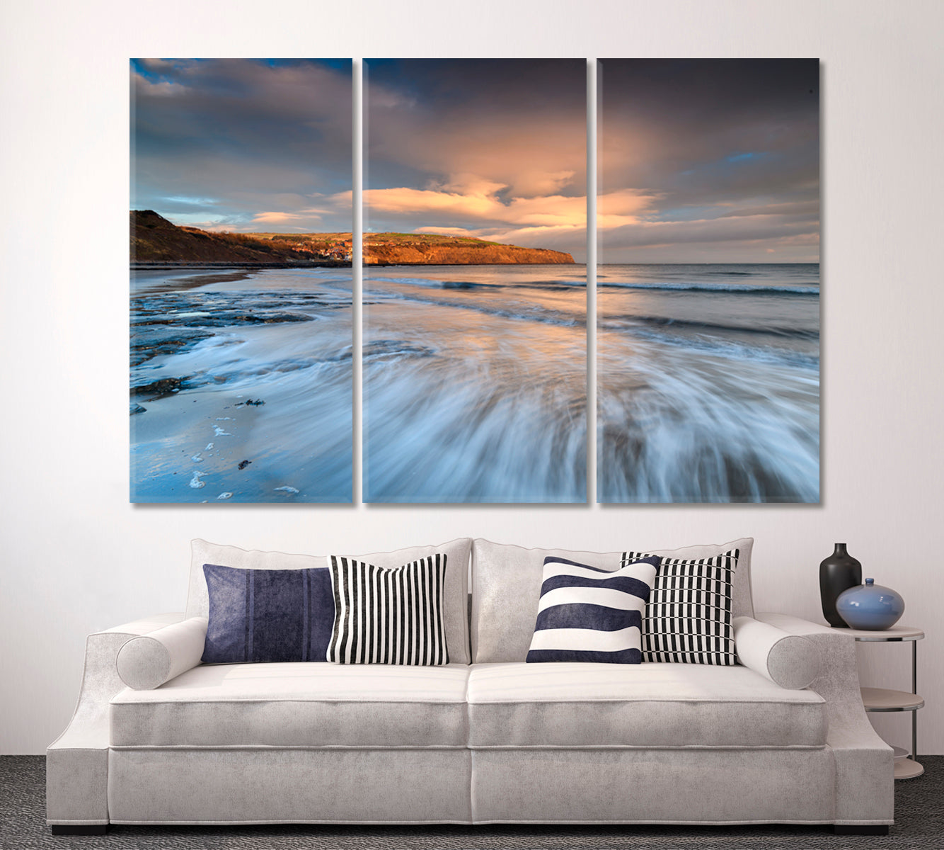 Coastal Sunrise Robin Hood's Bay North Yorkshire England Nature Wall Canvas Print Artesty   