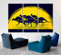 Group Of Kangaroo Jumping On Moonlight Animals Canvas Print Artesty 3 panels 36" x 24" 