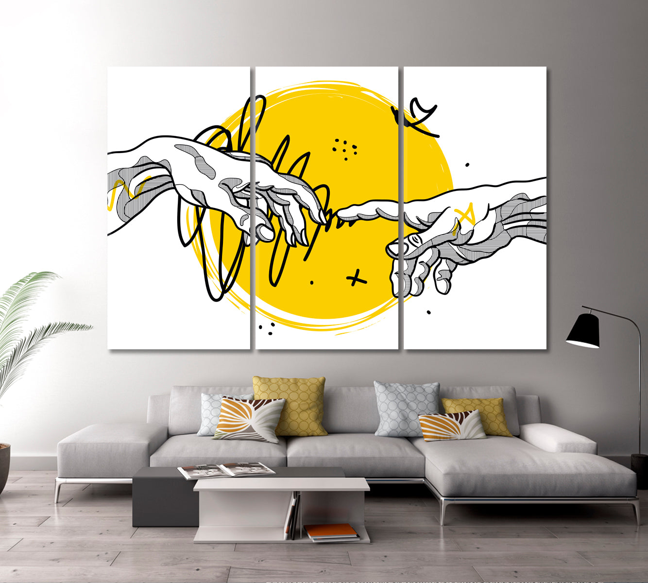 The Creation of Adam by Michelangelo Modern Art Religious Modern Art Artesty 3 panels 36" x 24" 