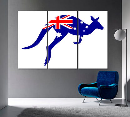 Emblematic Kangaroo Flag of Australia Posters, Flags Giclee Print Artesty 3 panels 36" x 24" 