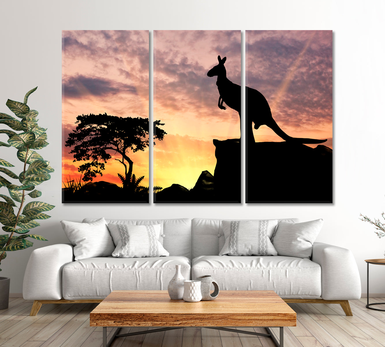 Kangaroo On A Hill At Sunset Wild Life Framed Art Artesty   