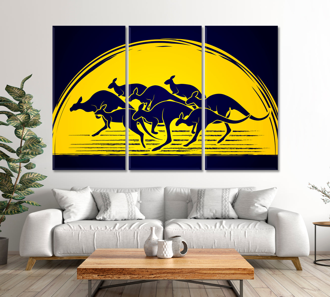 Group Of Kangaroo Jumping On Moonlight Animals Canvas Print Artesty   