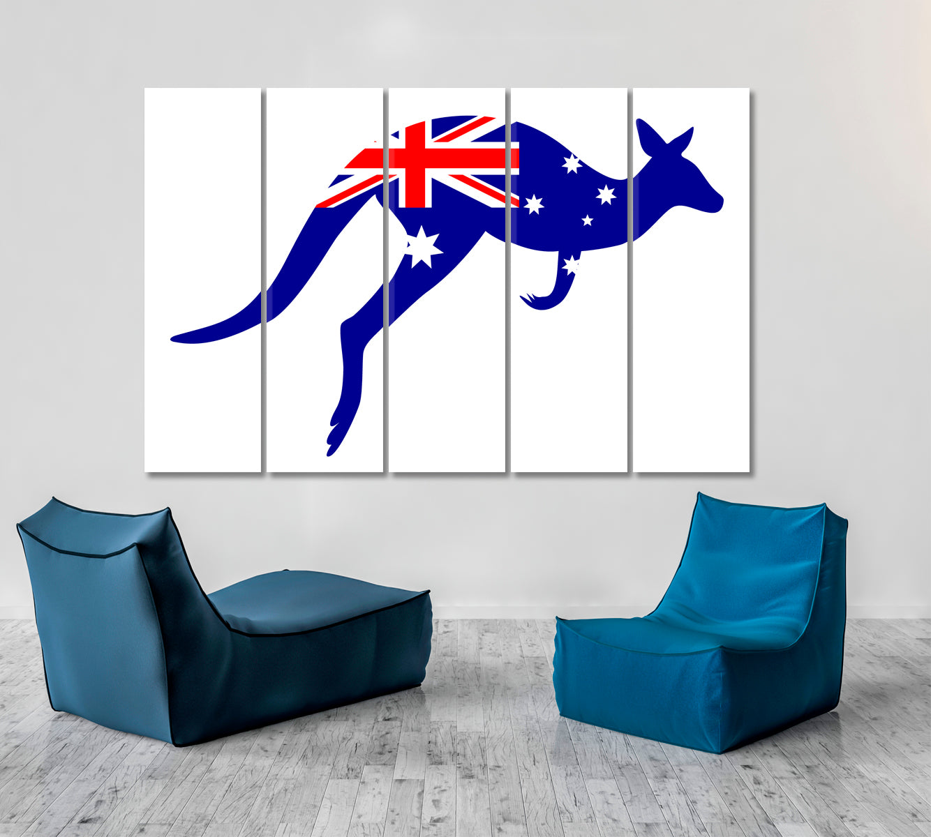 Emblematic Kangaroo Flag of Australia Posters, Flags Giclee Print Artesty 5 panels 36" x 24" 