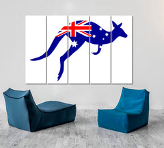 Emblematic Kangaroo Flag of Australia Posters, Flags Giclee Print Artesty 5 panels 36" x 24" 