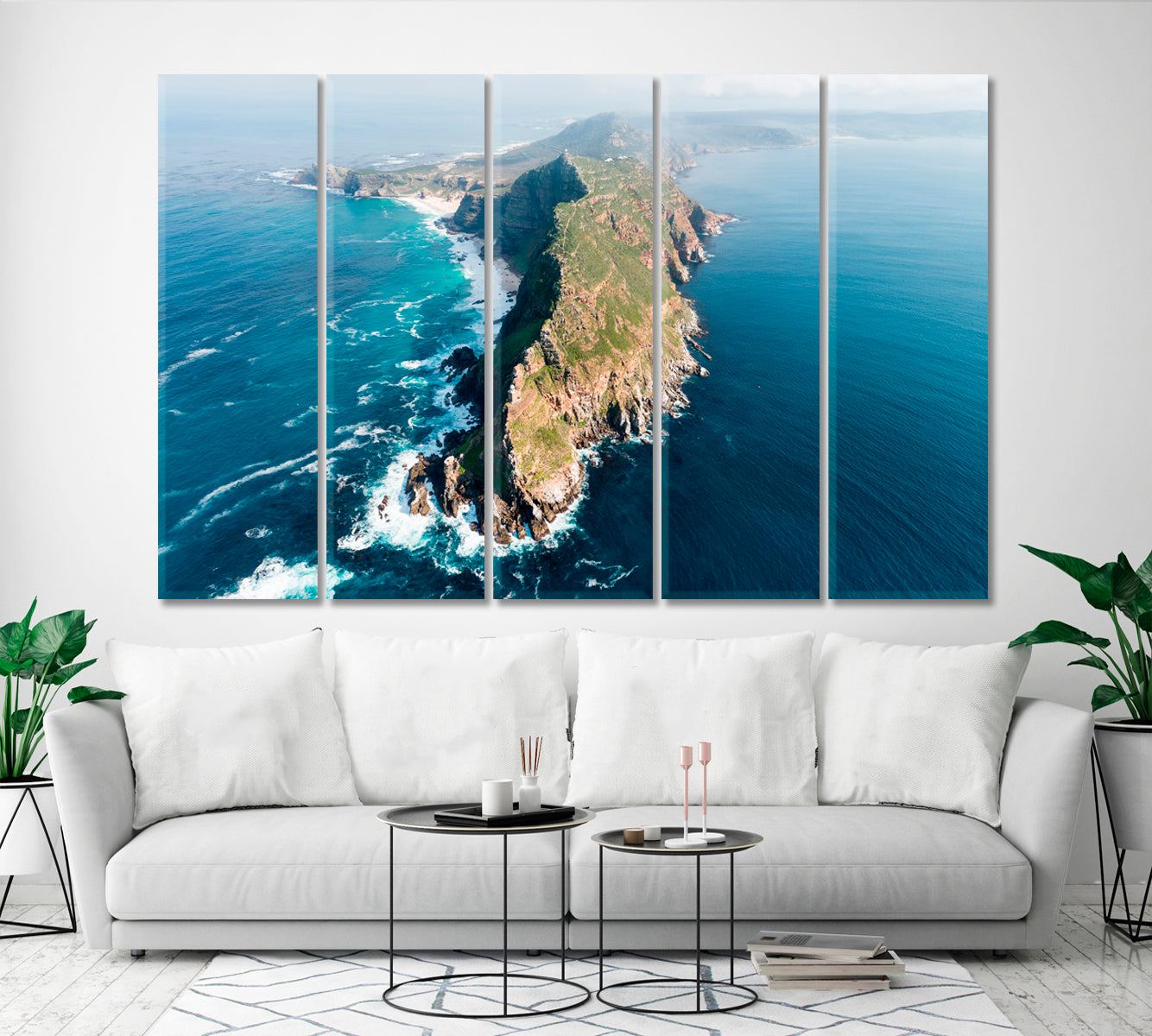 Where Two Oceans Meet in Cape Point South Africa Cities Wall Art Artesty 5 panels 36" x 24" 