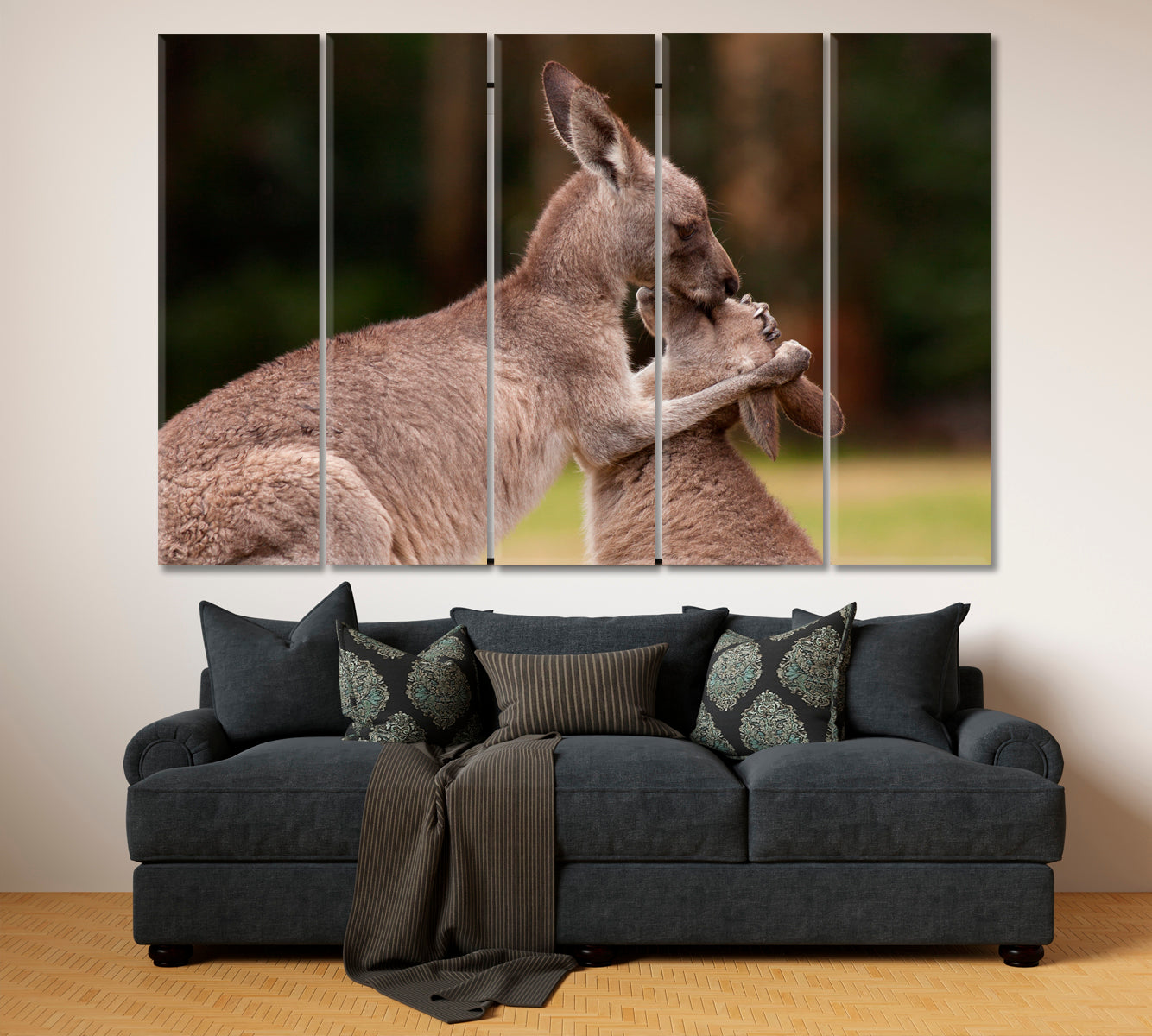 Kangaroo Mother And Baby Wild Life Framed Art Artesty   