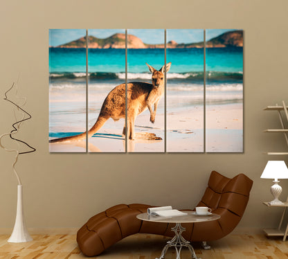 Kangaroo at Lucky Bay Countries Canvas Print Artesty   