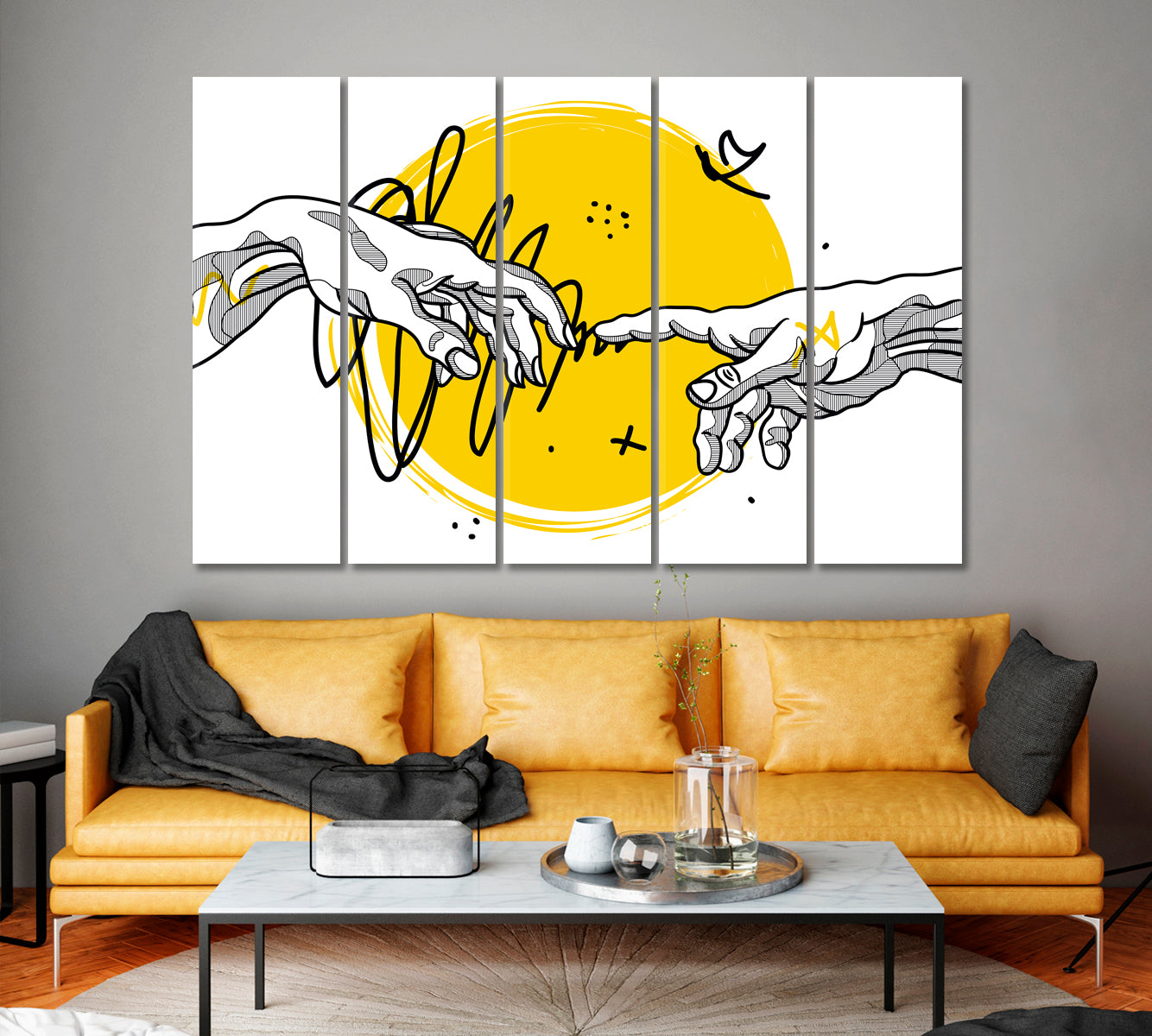 The Creation of Adam by Michelangelo Modern Art Religious Modern Art Artesty 5 panels 36" x 24" 