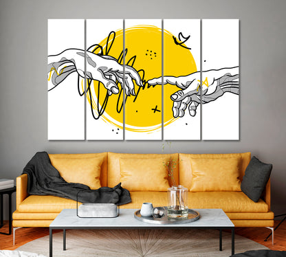 The Creation of Adam by Michelangelo Modern Art Religious Modern Art Artesty 5 panels 36" x 24" 