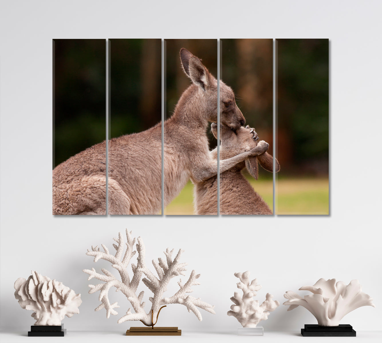 Kangaroo Mother And Baby Wild Life Framed Art Artesty 5 panels 36" x 24" 