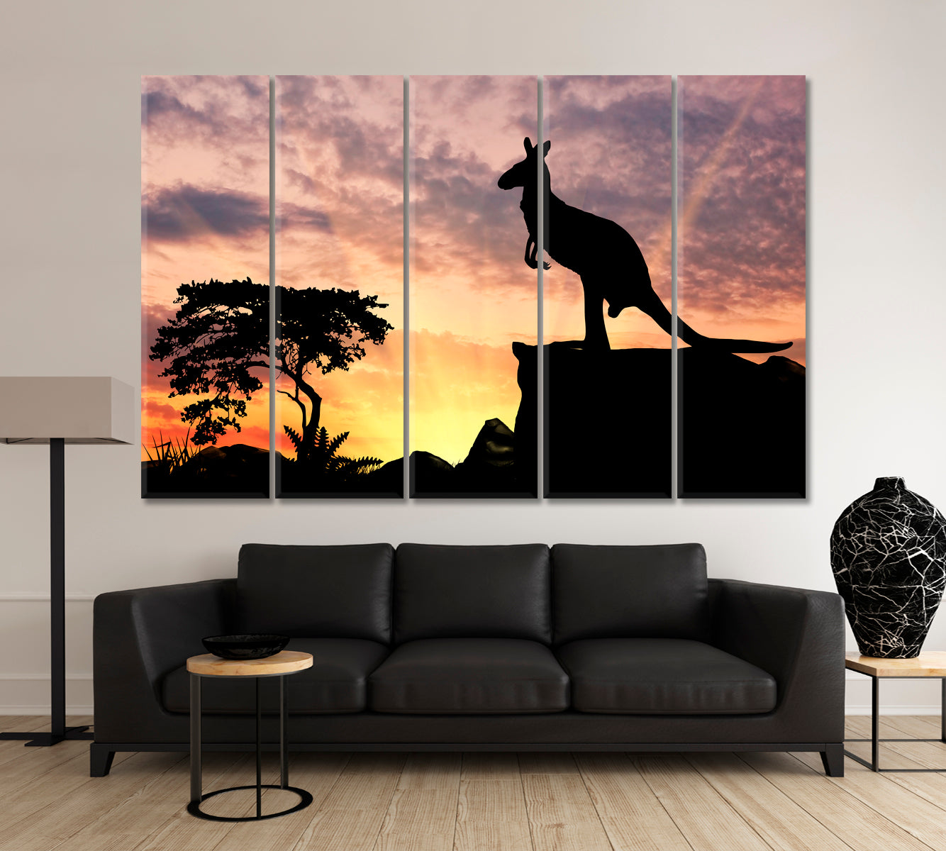 Kangaroo On A Hill At Sunset Wild Life Framed Art Artesty   