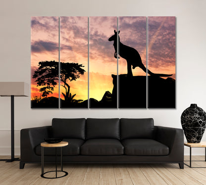 Kangaroo On A Hill At Sunset Wild Life Framed Art Artesty   