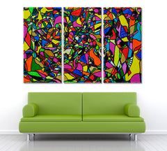 Abstract Vibrant Geometric Shapes Abstract Art Print Artesty 3 panels 36" x 24" 