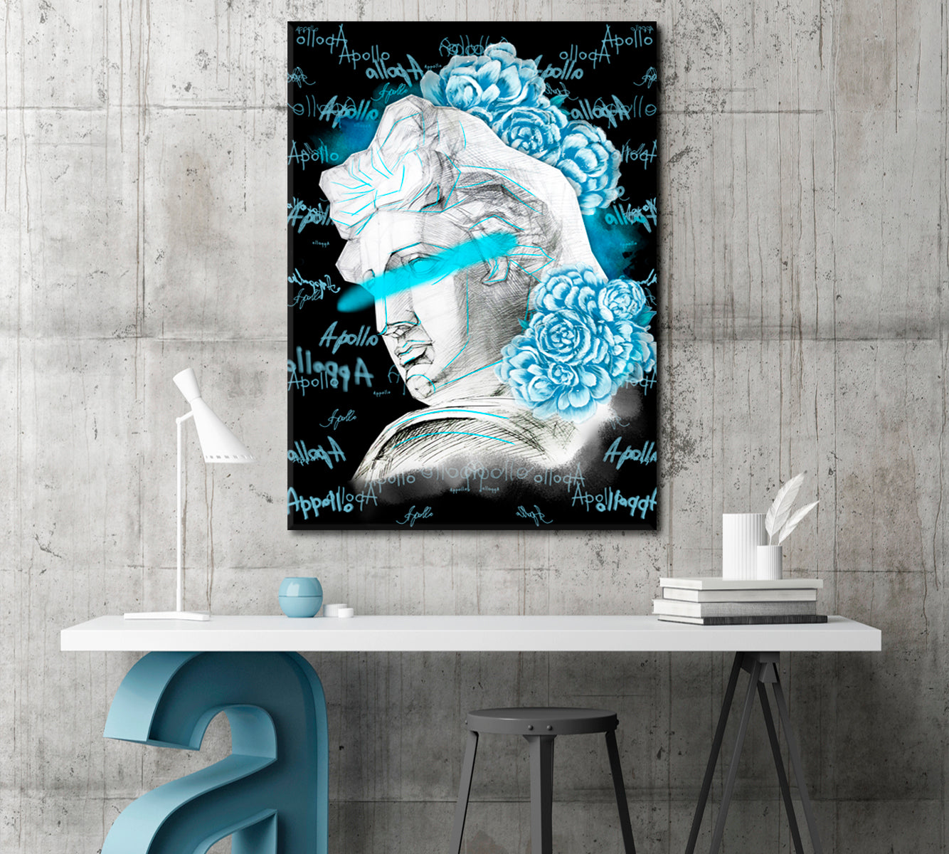 Apollo Head Statue Abstract Art Print Artesty 1 Panel 16"x24" 