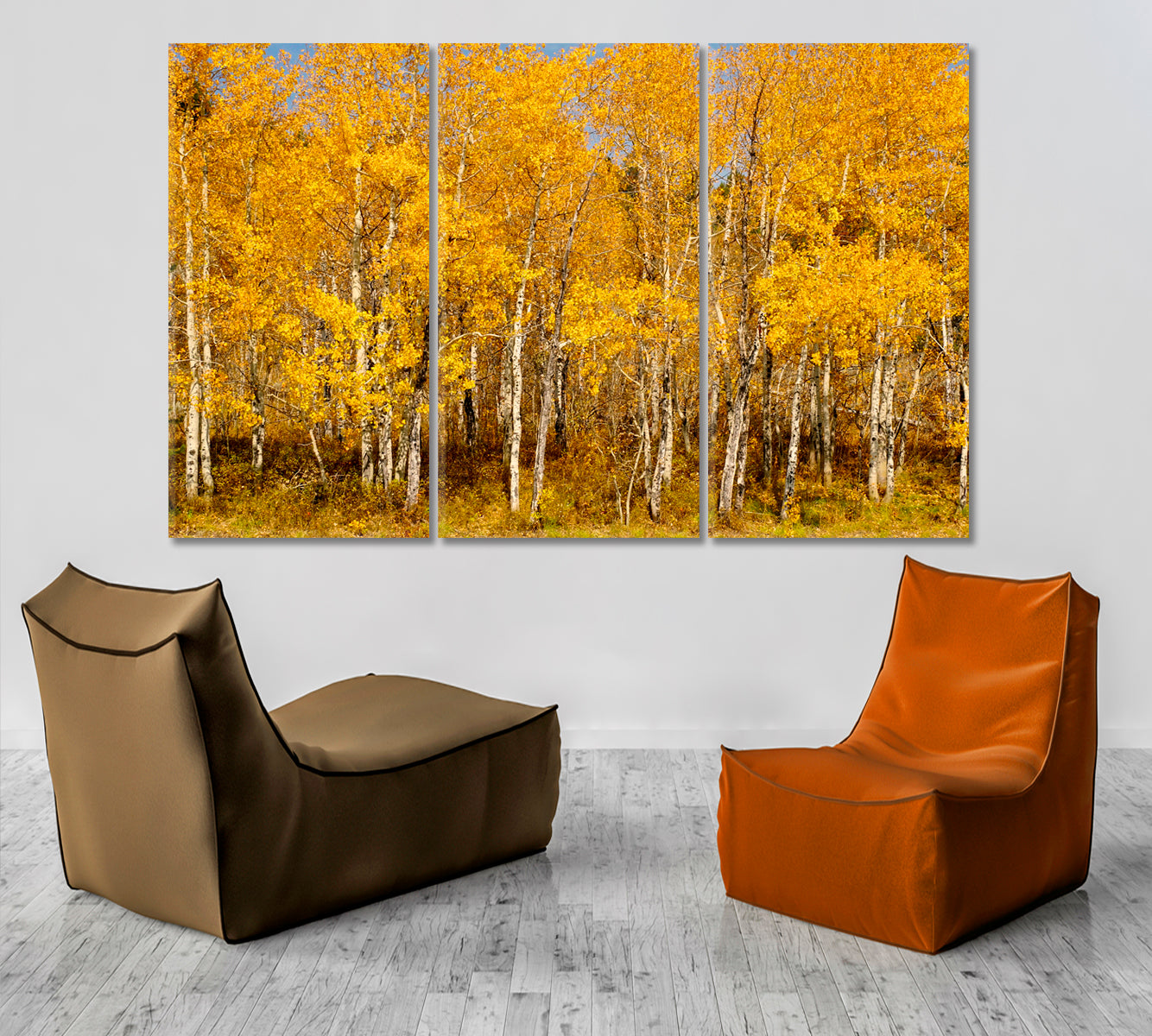 BEAUTIFUL AUTUMN Colorful Stands Of Aspen Trees Nature Wall Canvas Print Artesty 3 panels 36" x 24" 