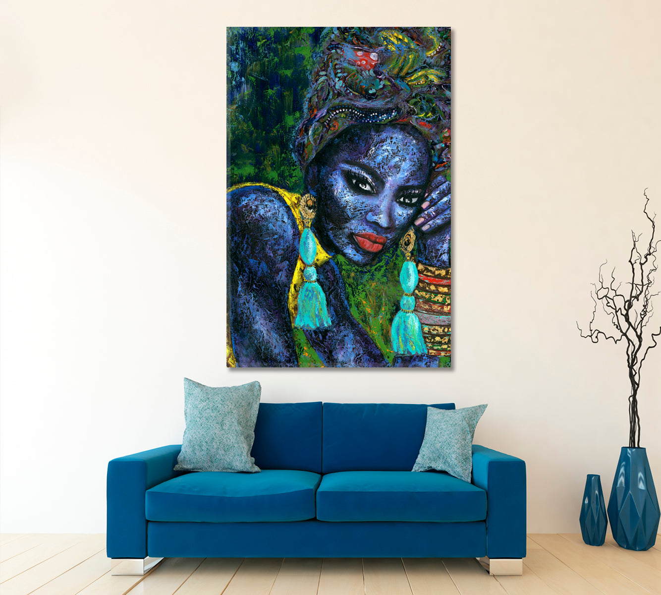 MISS SADE FLAME Beautiful Black Woman African Style Canvas Print Artesty   