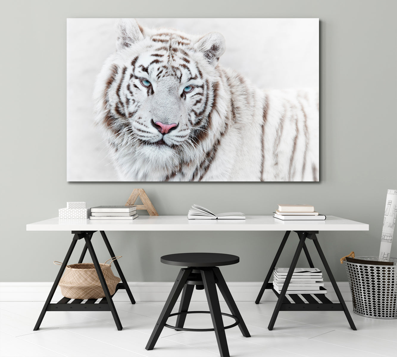 Beautiful Mighty White Tiger Animals Canvas Print Artesty   