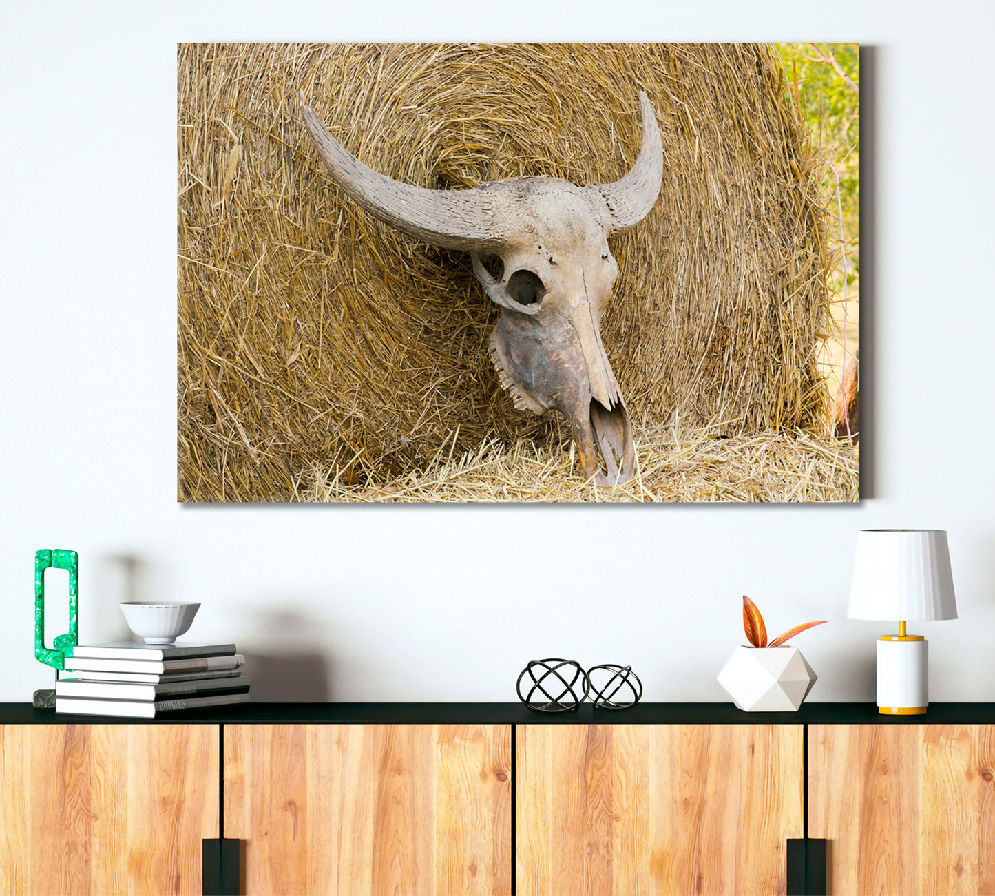 Cattle Cow Skull On Straw Animals Canvas Print Artesty   