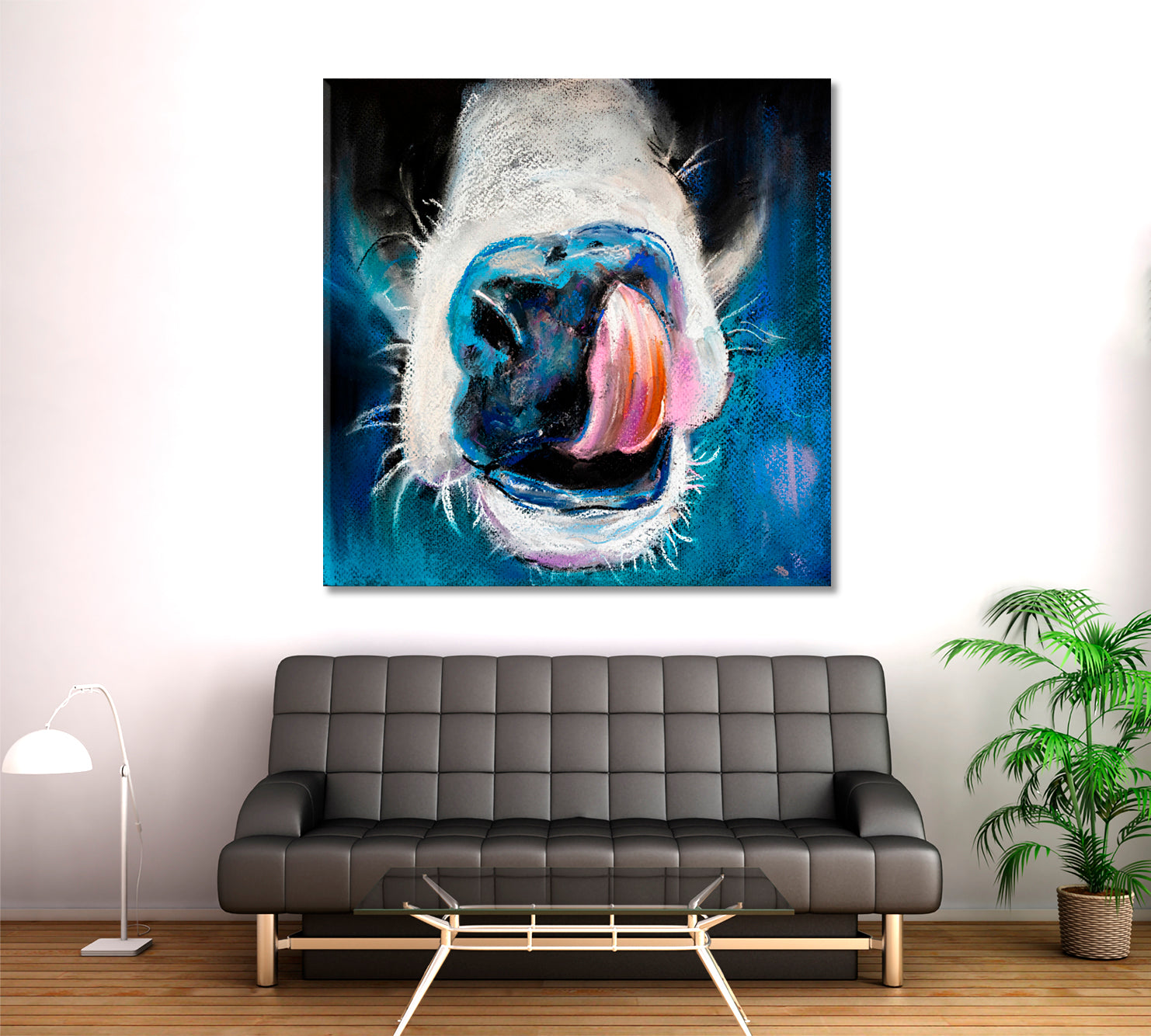 Funny Whimsical Animals Cow Sticking Tongue Out Animals Canvas Print Artesty   