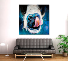 Funny Whimsical Animals Cow Sticking Tongue Out Animals Canvas Print Artesty   