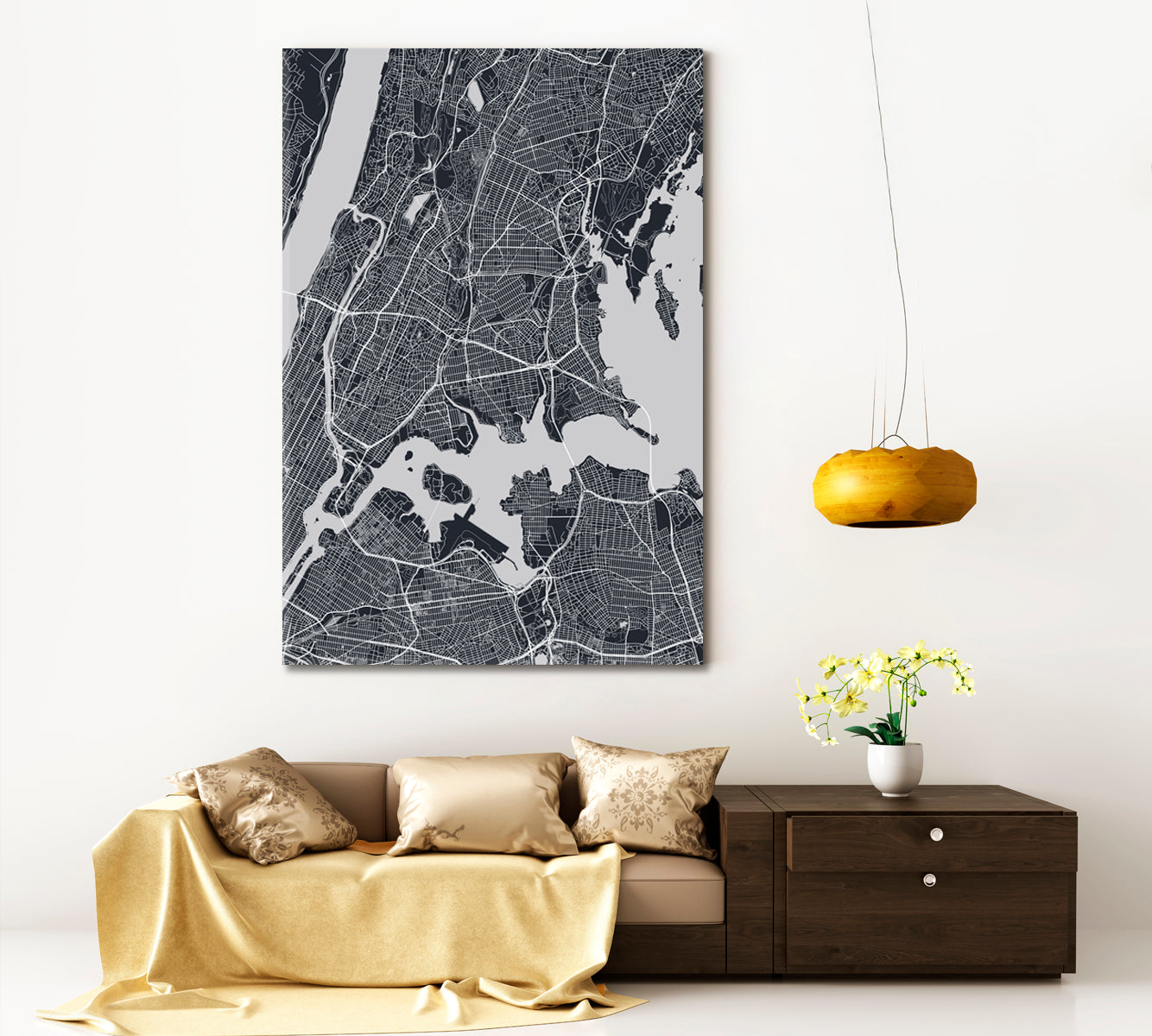 Detailed City Map NYC Suburb USA Maps Canvas Artwork Artesty   