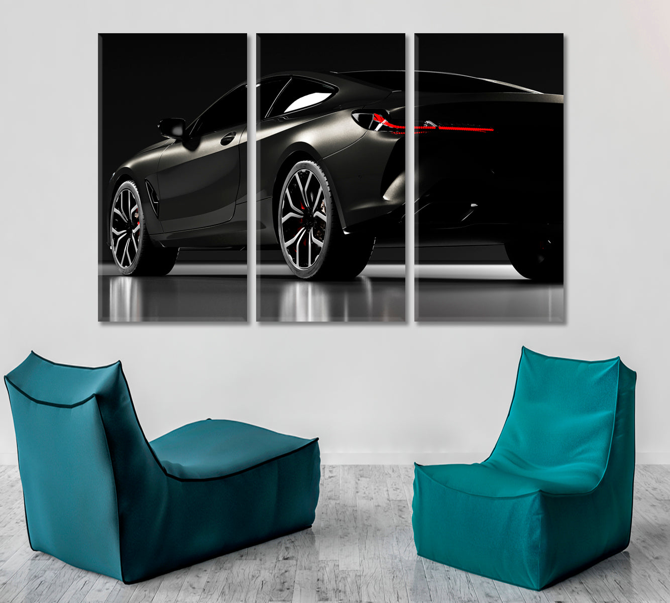 Luxury Black Car Transportation Canvas Art Artesty 3 panels 36" x 24" 
