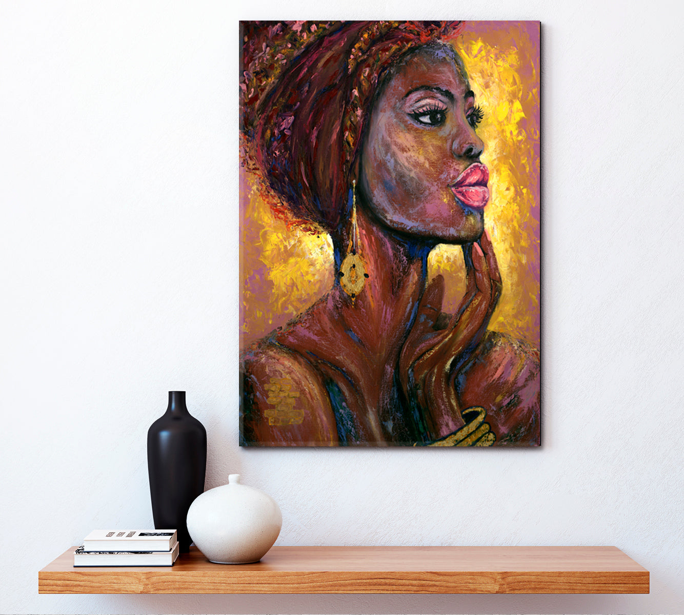 FIRE FLAME Beautiful Black Woman African Style Canvas Print Artesty   