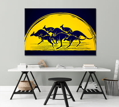 Group Of Kangaroo Jumping On Moonlight Animals Canvas Print Artesty   