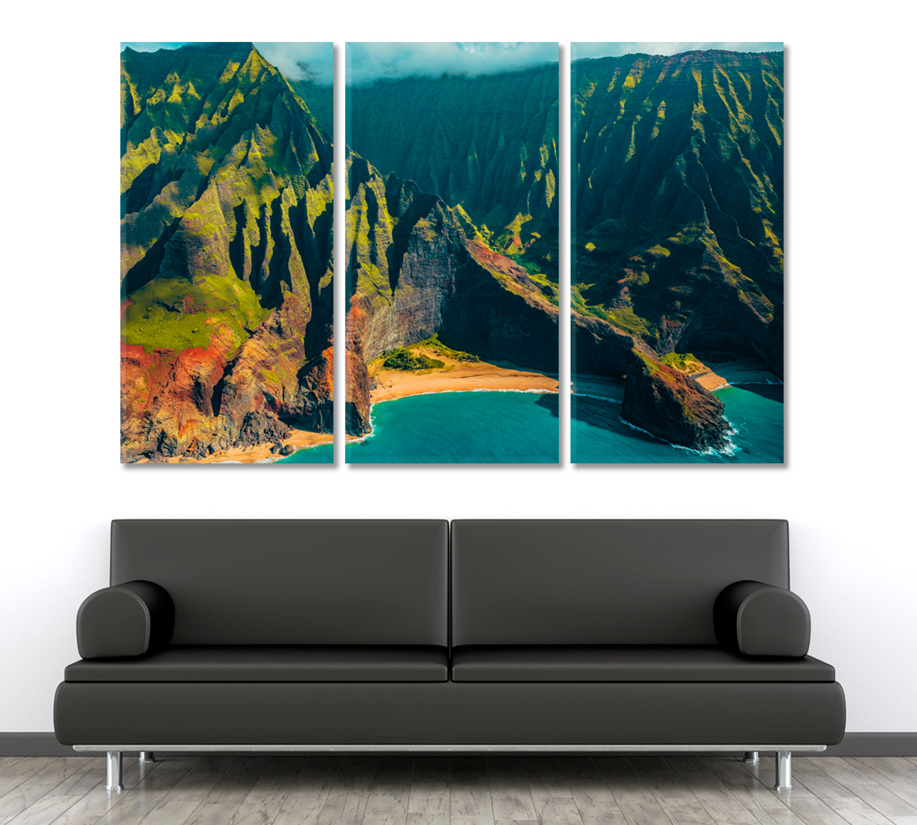 Hawaii Kauai Na Pali Coast Landscape Scenery Landscape Fine Art Print Artesty 3 panels 36" x 24" 