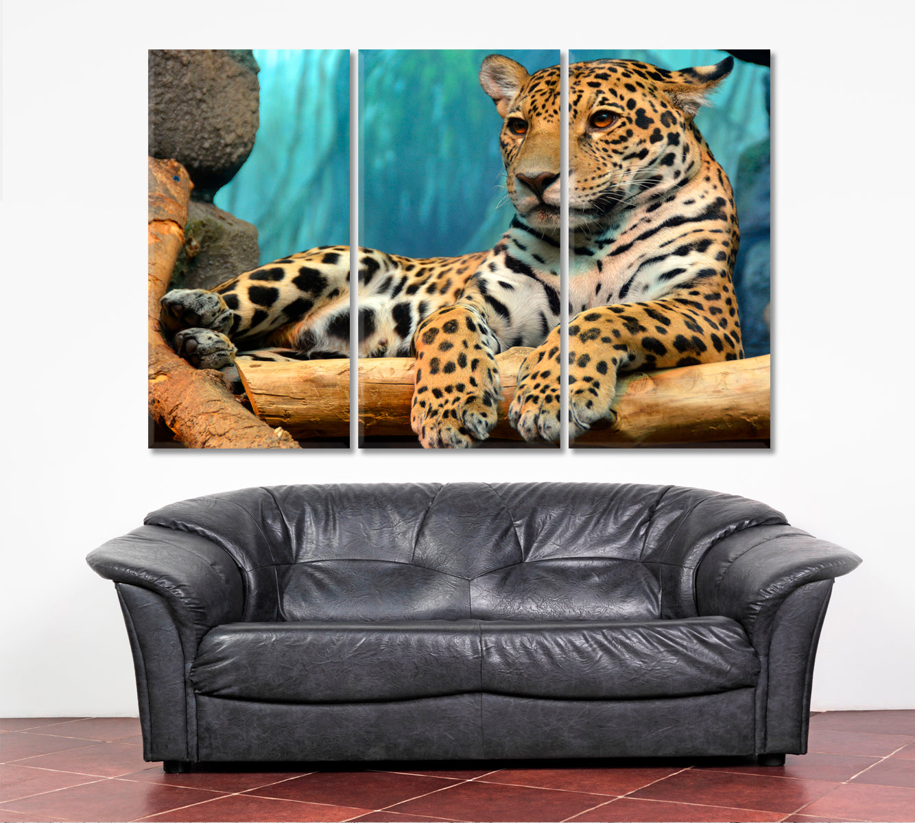 JAGUAR Wild Cat Animals Canvas Print Artesty 3 panels 36" x 24" 