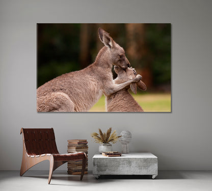 Kangaroo Mother And Baby Wild Life Framed Art Artesty   