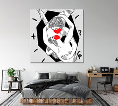 MEDICINE CONCEPT Cupid kiss Wearing Medical Mask Contemporary Art Artesty   