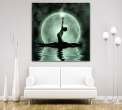 BEAUTY Moonlight Meditation Asian Style Canvas Print Wall Art Artesty   