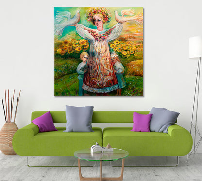 UKRAINE Mother Takes Care Of Kids Surreal Fantasy Large Art Print Décor Artesty   