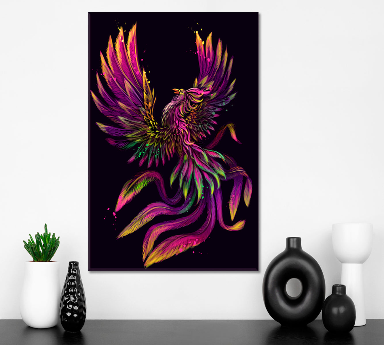 PHOENIX Neon Phoenix Bird Surreal Fantasy Large Art Print Décor Artesty   