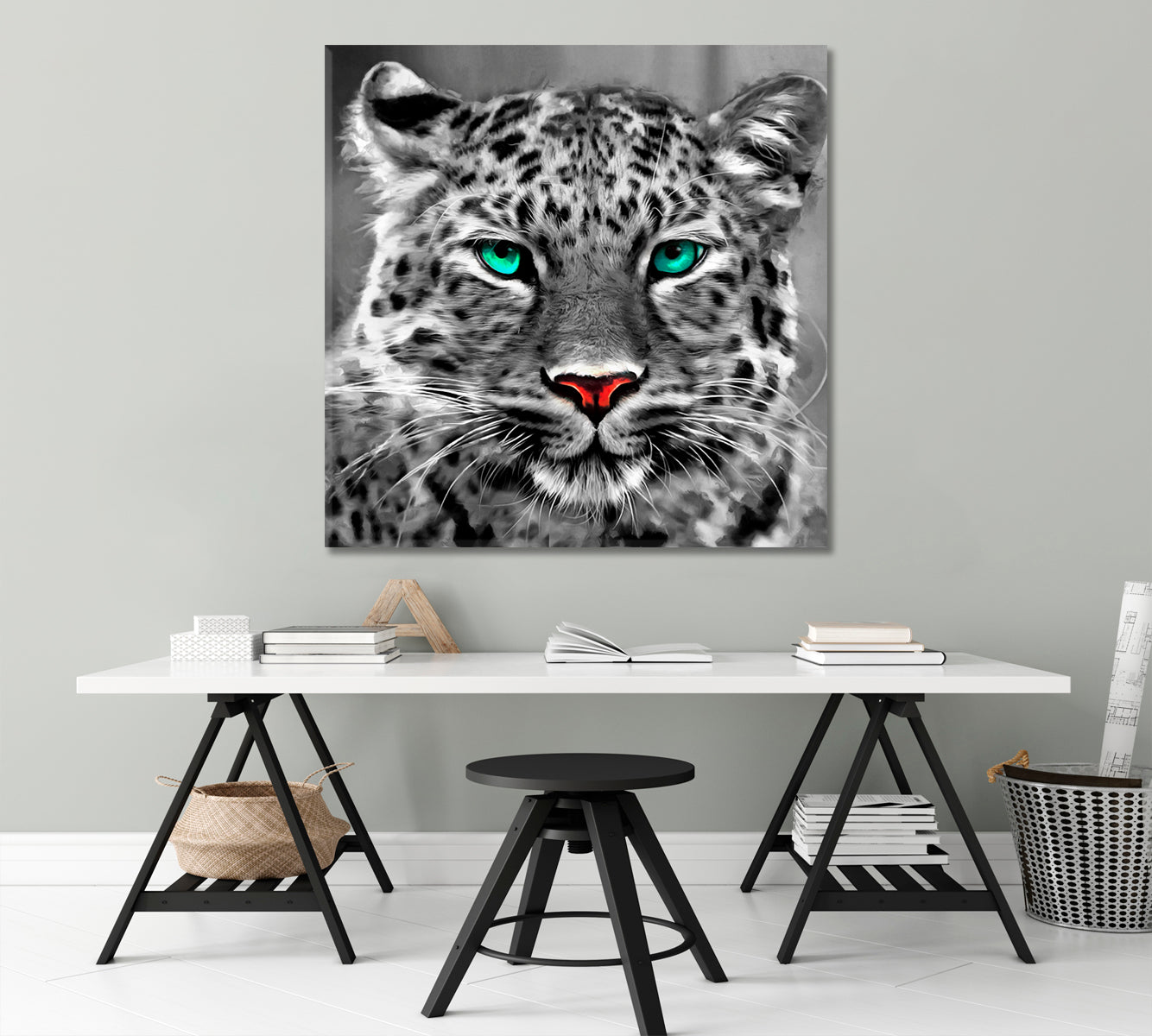 Portrait Albino Bengal Tiger Turquoise Eyes Animals Canvas Print Artesty   