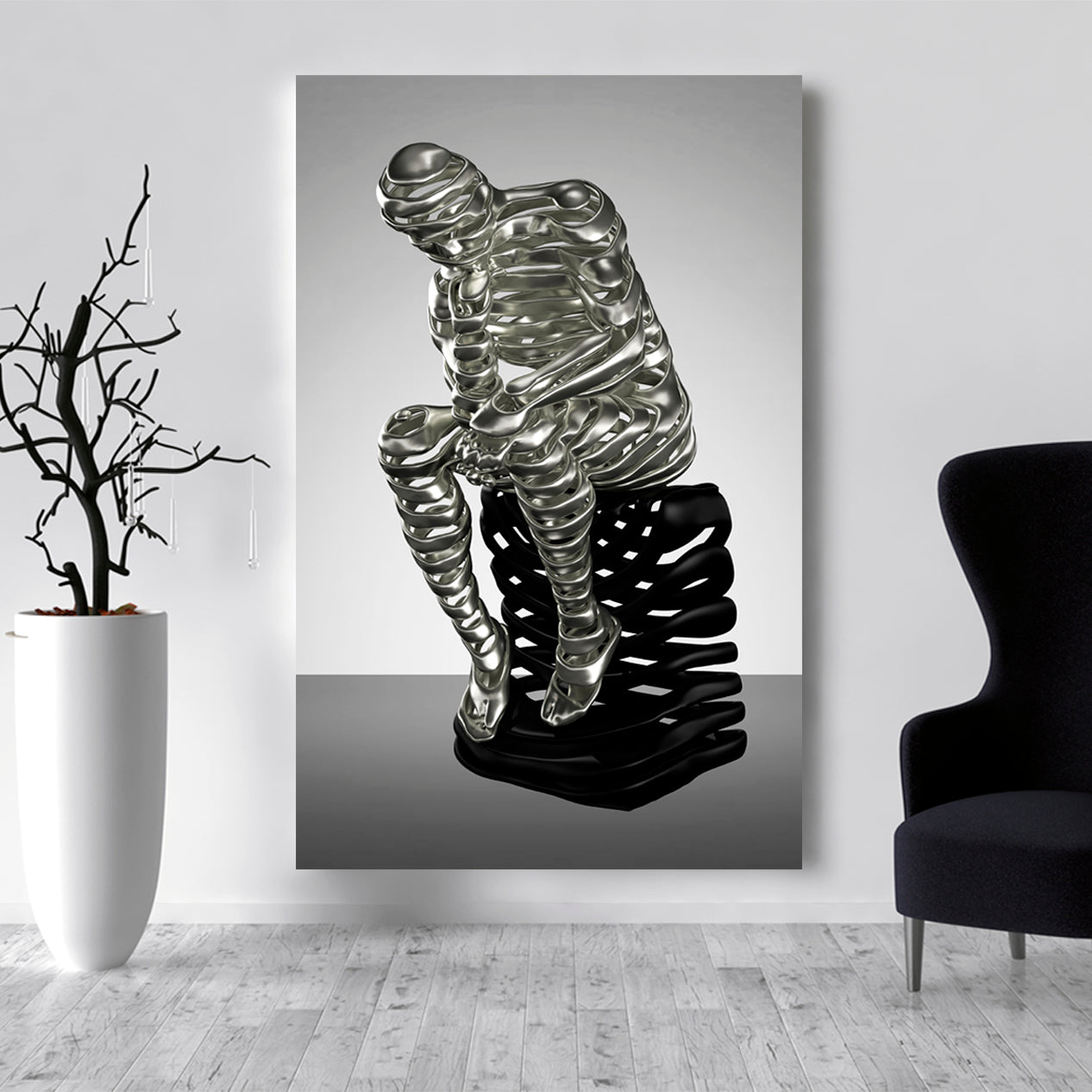 CONSIDERING IDEA 3 D Statue Rodin the Thinker Office Wall Art Canvas Print Artesty   