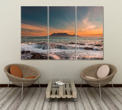 Table Mountain Sunset Cape Town South Africa Nature Wall Canvas Print Artesty   