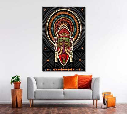 Tribal African Mask Geometric Ornaments Contemporary Art Artesty   