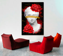 VENUS Artistic Greek Goddess Head Statue Red Roses Abstract Art Print Artesty   