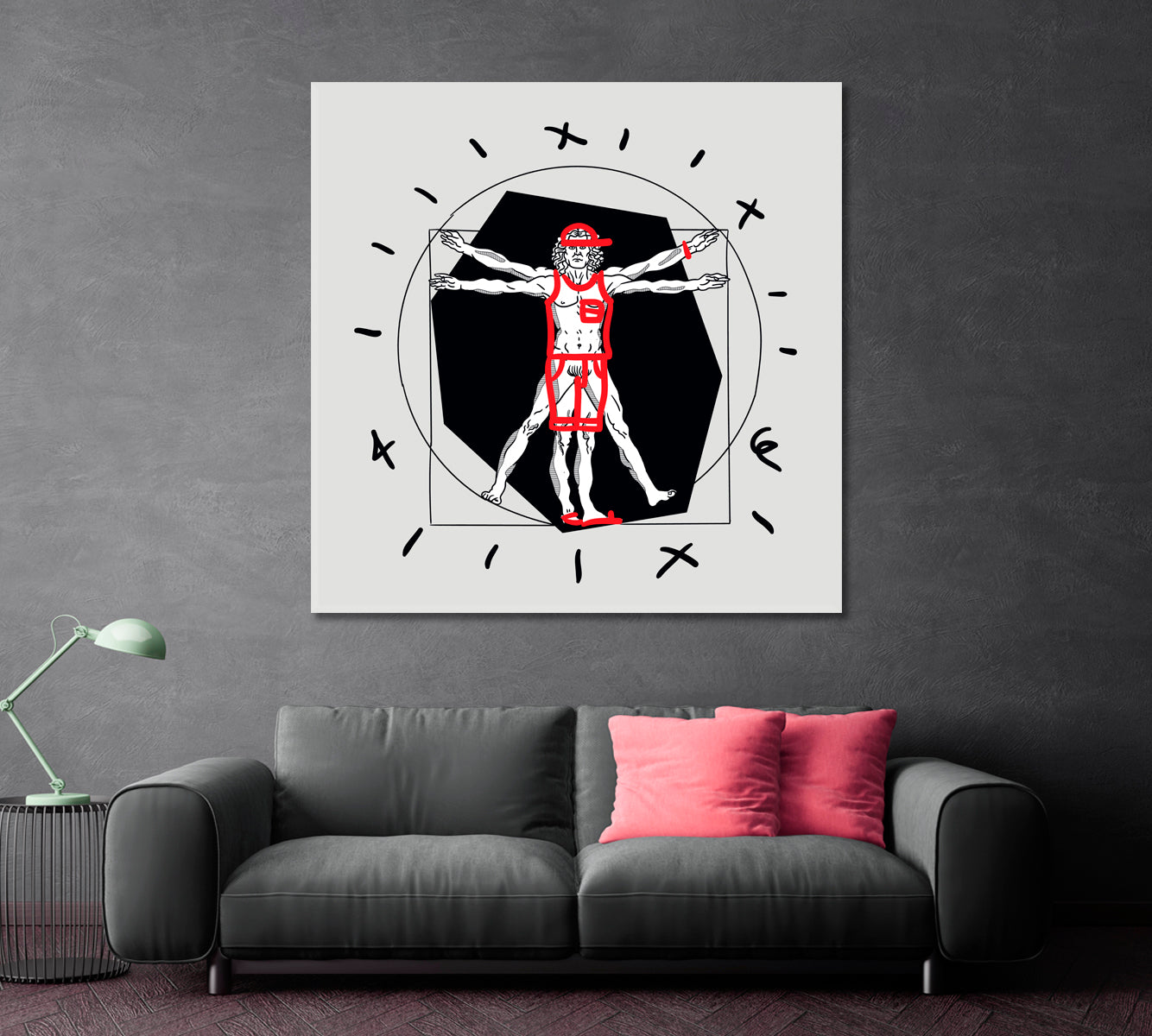 VITRUVIAN MAN Leonardo Da Vinci Modern Art Black and White Wall Art Print Artesty   