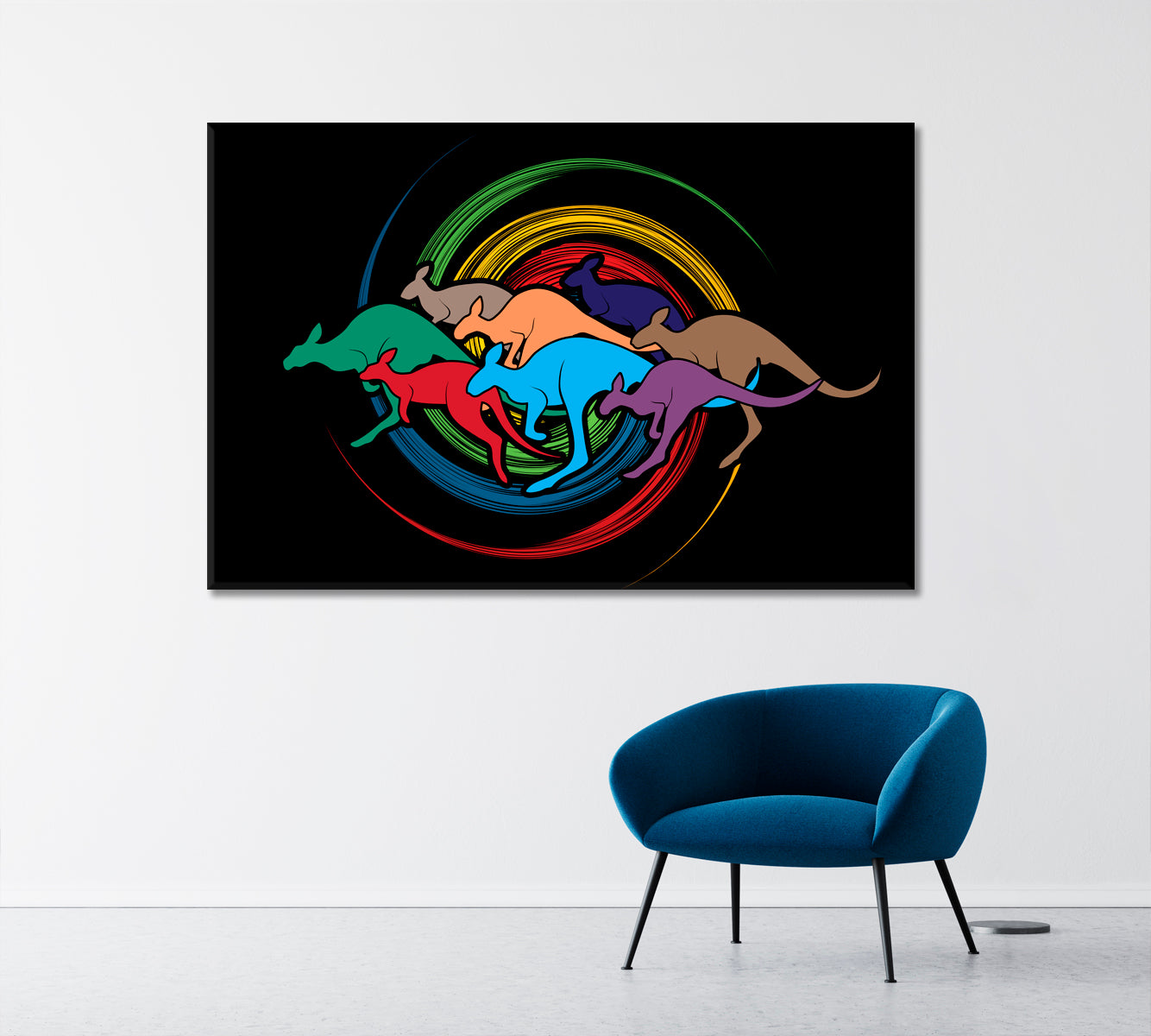 VIVID SPIN WHEEL Group Of Kangaroo Jumping Animals Canvas Print Artesty   