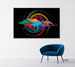 VIVID SPIN WHEEL Group Of Kangaroo Jumping Animals Canvas Print Artesty   