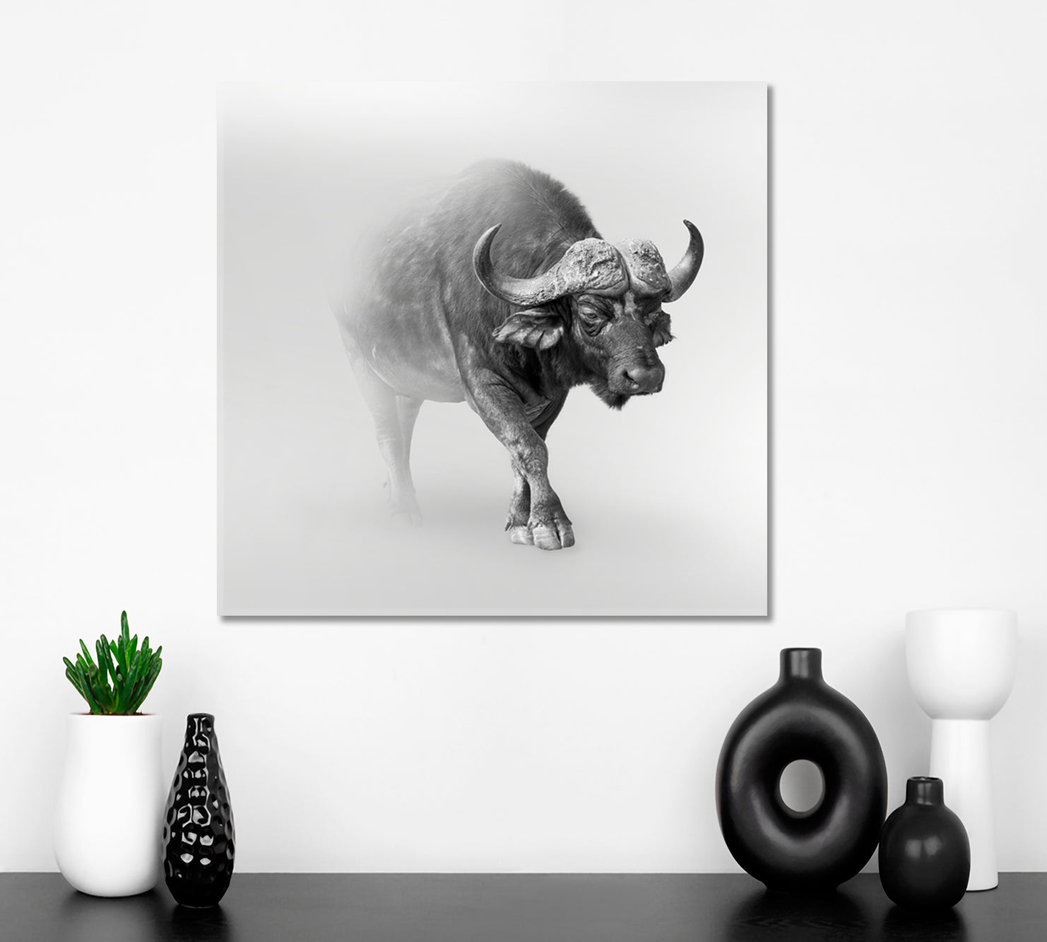 WILDLIFE African Buffalo In The Mist Animals Canvas Print Artesty   