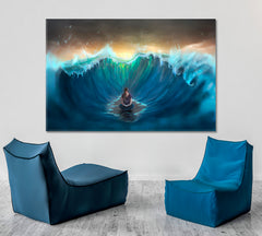 Woman Surrounded By Sea Waves Motivation Sport Poster Print Decor Artesty   