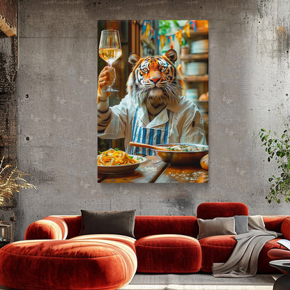 Tiger Chef With Wine Canvas Prints Artesty