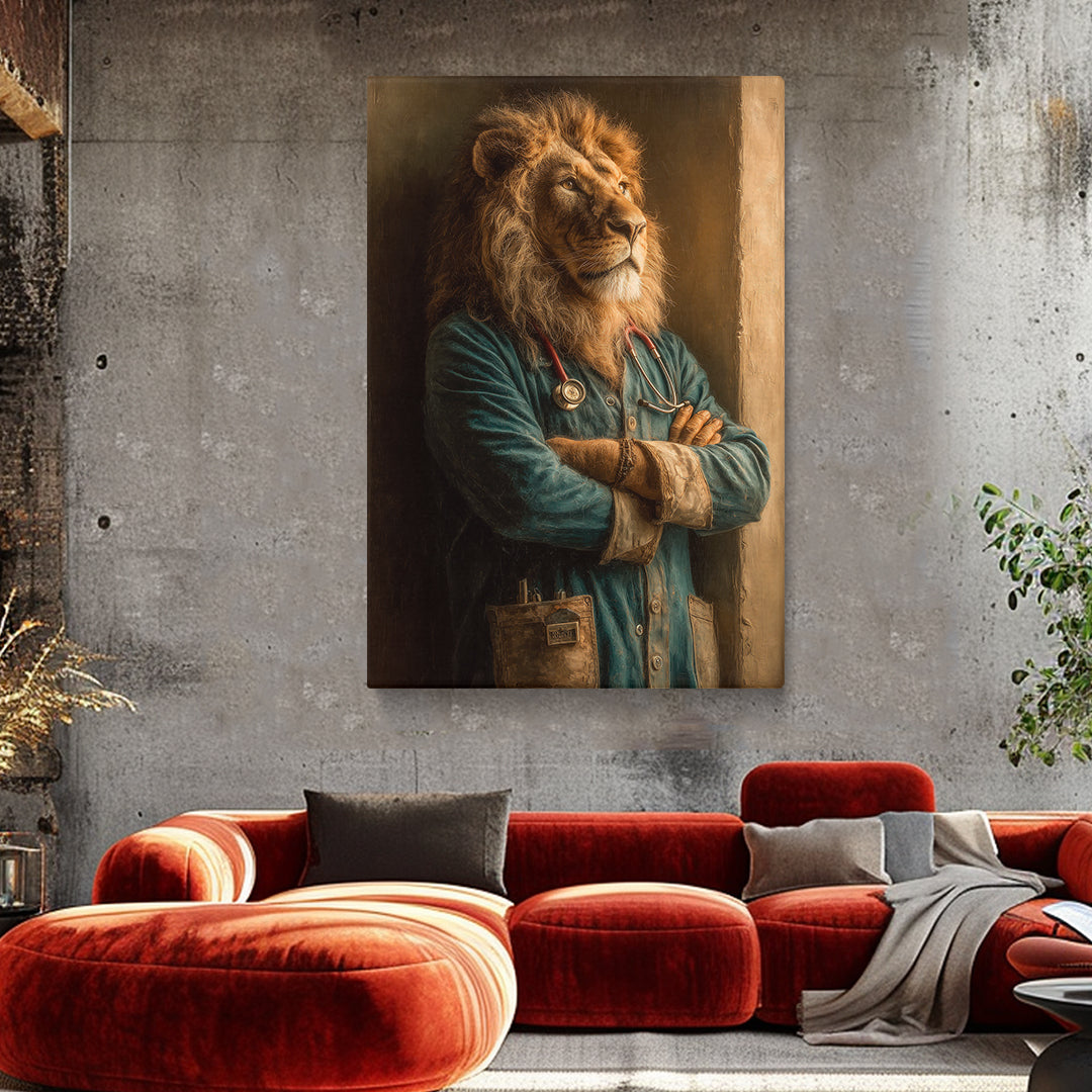 Lion Doctor Portrait Canvas Prints Artesty